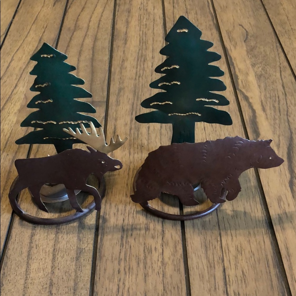 Elk and Bear Candle Holders